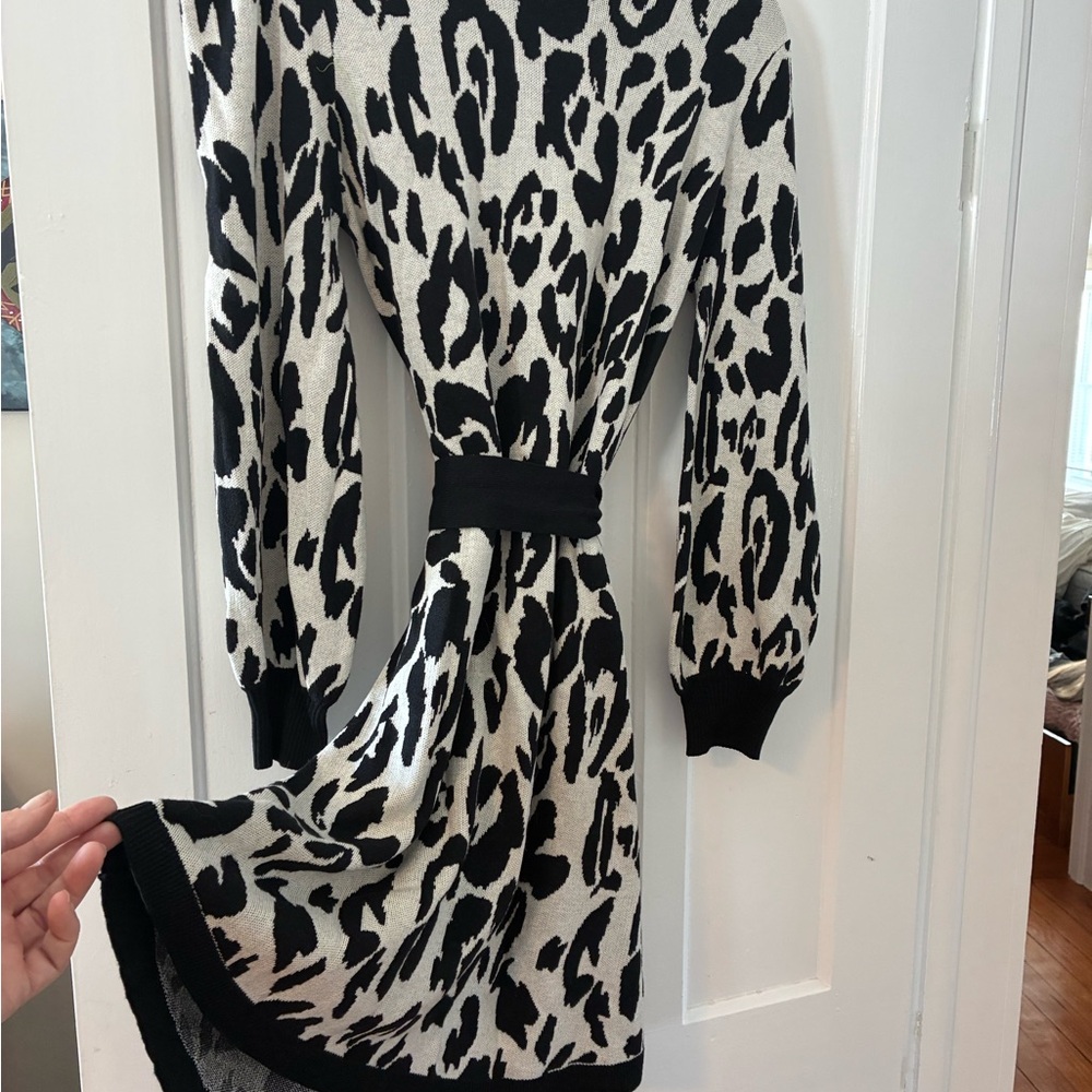 Who What Wear Black and White Animal Print Dress